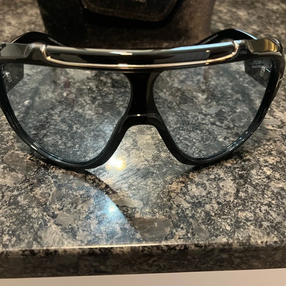 Tom Ford Black and Blue Shield Sunglasses - Picture 6 of 7